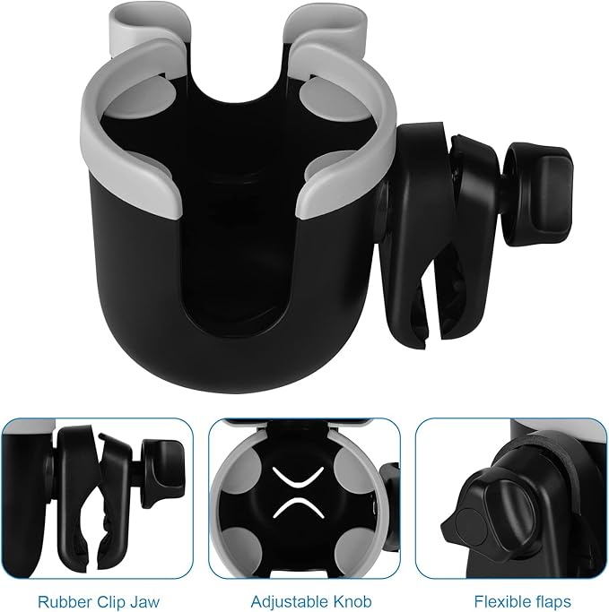 Accmor Stroller Cup Holder with Phone Holder, Bike Cup Holder, Universal Cup Holder for Uppababy Nuna Doona Strollers, 2-in-1 Cup Phone Holder for Stroller, Bike, Wheelchair, Walker, Scooter