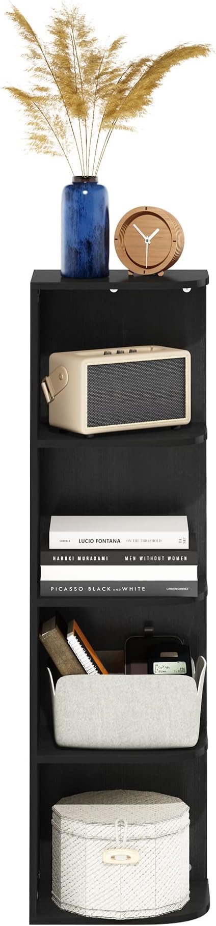 Furinno Pasir 4-Tier Corner Open Shelf Bookcase, Blackwood