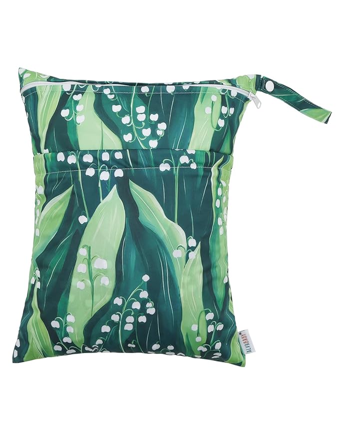 ALVABABY 2pcs Cloth Diaper Wet Dry Bags Waterproof Reusable with Two Zippered Pockets Travel Beach Pool Daycare Soiled Baby Items Yoga Gym Bag for Swimsuits or Wet Clothes 2LM13