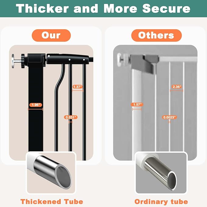 40.5" Extra Tall Baby Gate, 29.6"-32.5" Extra Wide Dog Pet Gate Pressure Mounted, Puppy Dog Proof Indoor Barrier, No Drill Safety Child Gate for Stairs 1.37" Narrow Space Metal Black Gate