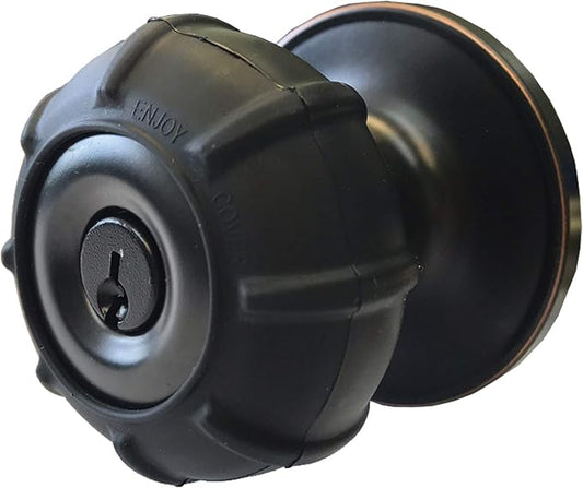 Enjoy Cover - Silicone Door knob Grips Maximum Grip Nonslip Arthritis & Senior Living Aids Grippy Easy Open Fits All Door Knob Universal Size Decorative 4 Pack (Black)