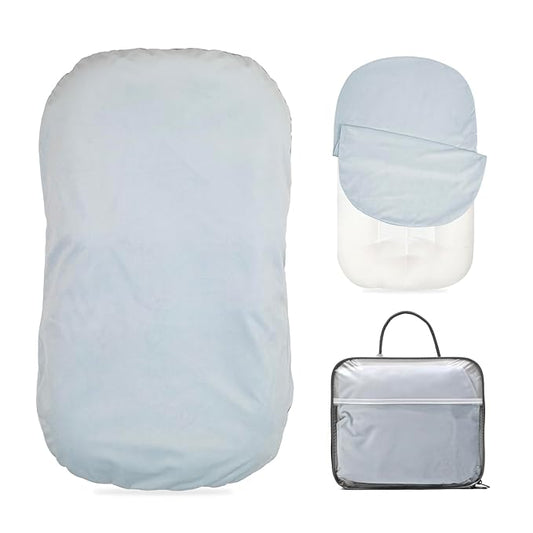 Baby Lounger - Snuggle Cozy Me Infant Lounger for Newborns | Flannel Cover, Breathable Soft, Portable Awake-Time Pad, Essential Baby Gift-Blue