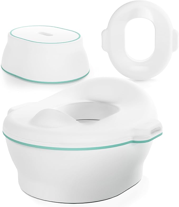 Frida Baby 3-in-1 Grow-With-Me Toddler Potty Training Toilet, Toddler Potty, Toilet Topper Training Seat and Step Stool, Easy-to-Clean Potty Training System