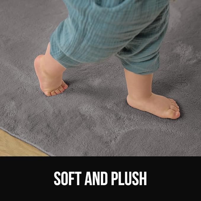 GORILLA GRIP Ultra Soft Washable Area Rug, 5x7, Stain and Slip Resistant Plush Thick Carpet for Bedroom Living Room, No Shed Floor Rugs, Pet Friendly, Dorm Essentials, Kids Nursery Home Decor, Gray