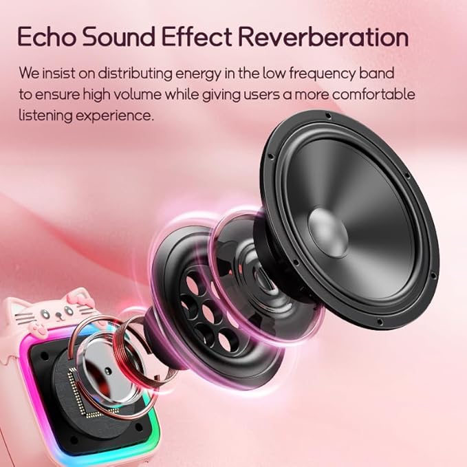 Karaoke Machine with 2 Wireless Microphones for Kids Adults,Portable Bluetooth Speaker Girls Toddlers Toy Gift for Aged 3-12 Year Birthday Parties Christmas Party - Pink