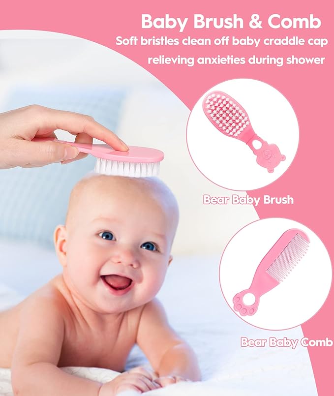 Baby Healthcare and Grooming Kit, Safety Newborn Nursery Baby Care Kit, with Hair Brush Comb, Nail Clipper, Thermometer, Pacifier Clip, Baby Registry Search, Baby Girl Boy Newborn Essentials