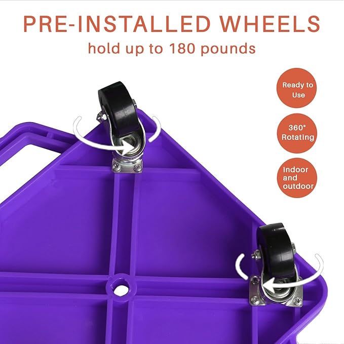 2 Plastic Scooter Boards with Handles for Kids Sitting and Sports Training, with 1 Ring, 2 Ropes and 4 Beanbags, Indoor and Outdoor Play