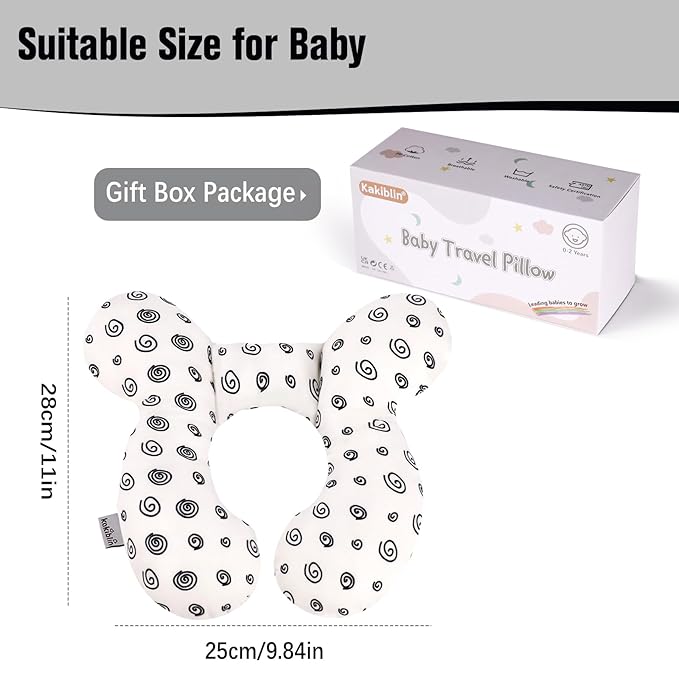 KAKIBLIN Baby Neck Pillow, Baby Head Pillow, Upgraded Travel Support Pillow for Carseat, Neck Support for Car Seat,Pushchair (Snail)
