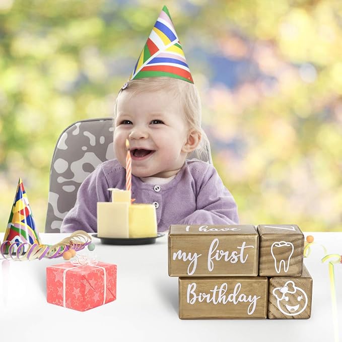 Baby Monthly Milestone Blocks for Boy or Girl, Milestones Age Photo Block Set for Baby Shower, Pregnancy Countdown, 7 Pcs