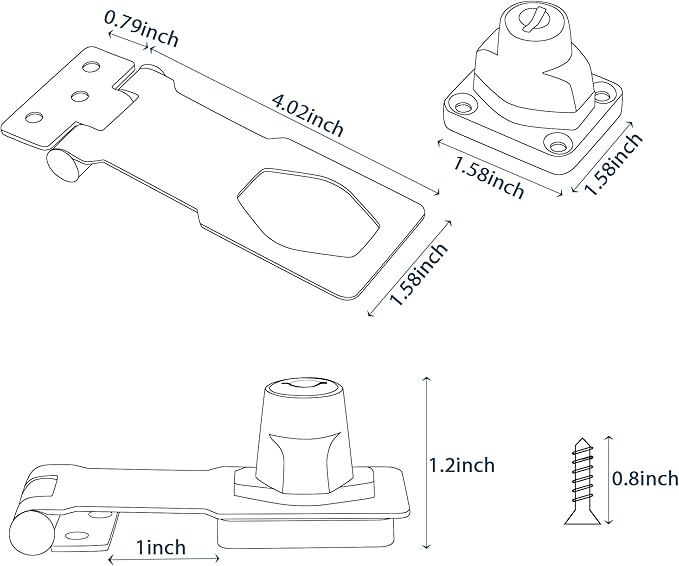 Alise Keyed Hasp Lock,4 Inch Safety Packlock Clasp Hasps Latch,Black Door Hinge Lock with Keys Keyed Locking Hasps for Cabinet,Closet,Drawer, Barn,Fence,Garage Doors