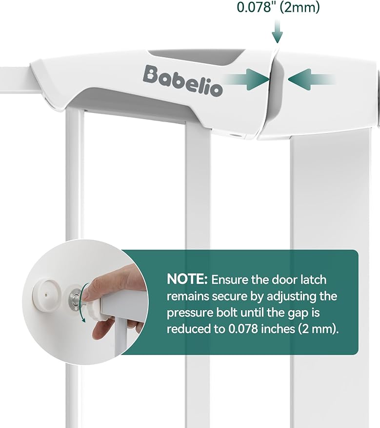 Babelio 36" Tall Upgraded Baby Gate with Cat Door, 29-43" Auto Close Durable Dog Gate for Stairs, Doorways and House, Easy Walk Thru Safety Gate with Pet Door Includes 4 Wall Cups, White