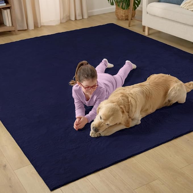 GORILLA GRIP Ultra Soft Washable Area Rug, Stain and Slip Resistant Plush Thick Carpet for Bedroom Living Room, No Shed Floor Rugs, Pet Friendly, Dorm Essentials, Kids Nursery Home Decor 4x6 Navy Blue
