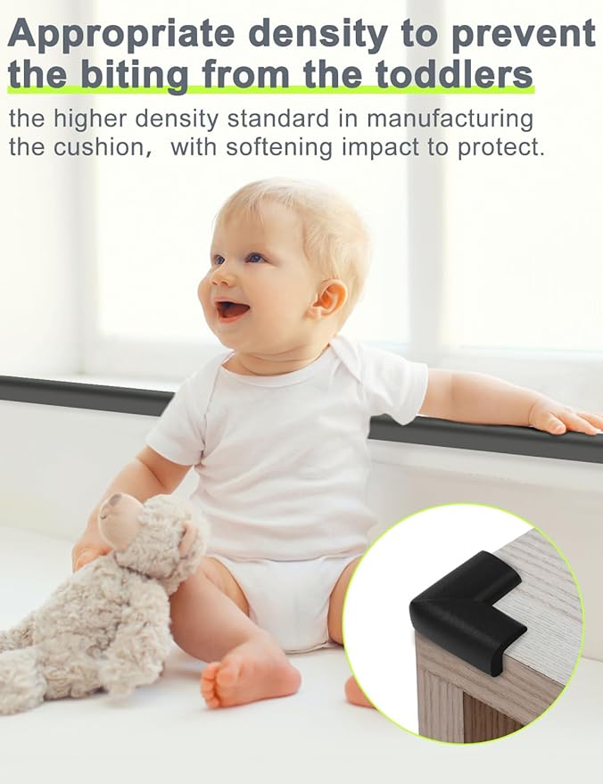 Foam Corner Protector Edge and Corner Guard, with 19 feet Length Foam Safety Bumpers, Baby Proofing Safety Table Corner Protectors (Black)