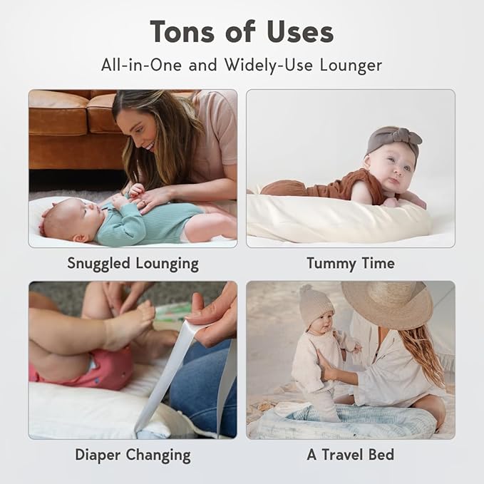 Infant Lounger, Baby Nest Cover for Baby Girls & Boys, Newborn Essentials for Baby 0-18+ Months, 100% Cotton Breathable (Baby Blue)