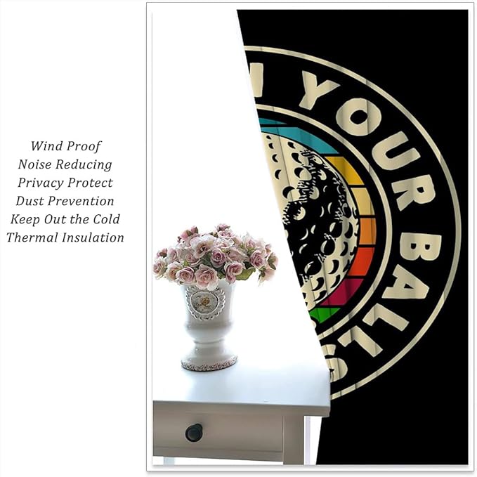 Golf Blackout Curtains for Boy Girl Room Darkening Decor,Sport Theme and White Motto Dark Background Bedroom Living Room Home Rod Pocket Thermal Insulated Window Curtain/Drapes Panel,55x63 Inch…