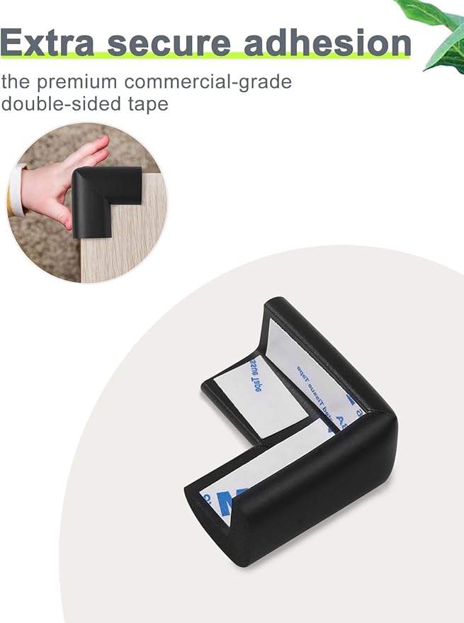 Foam Corner Protector Edge and Corner Guard, with 19 feet Length Foam Safety Bumpers, Baby Proofing Safety Table Corner Protectors (Black)