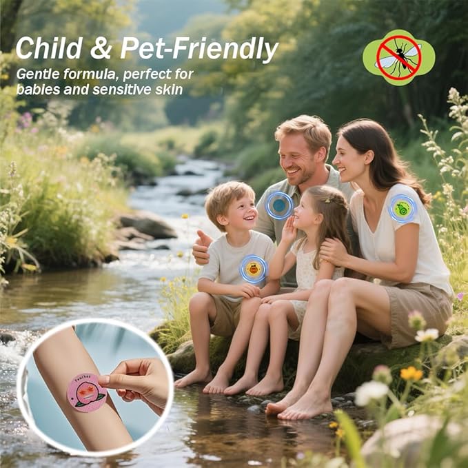 240Pcs Mosquito Patches Stickers, Individually Wrapped Natural Plant Based Mosquito Stickers with 6 Pack Mosquito Repellent Bracelets for Kids Adult Outdoor Hiking, Camping, Travel