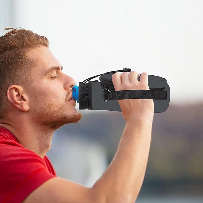 icolor Water Bottle Carrier Bag with Strap 25/32/40 oz Crossbody Bottle Holder with Phone Pocket Sling Sleeve Insulated Neoprene Water Bottle Pouch for Walking Travelling