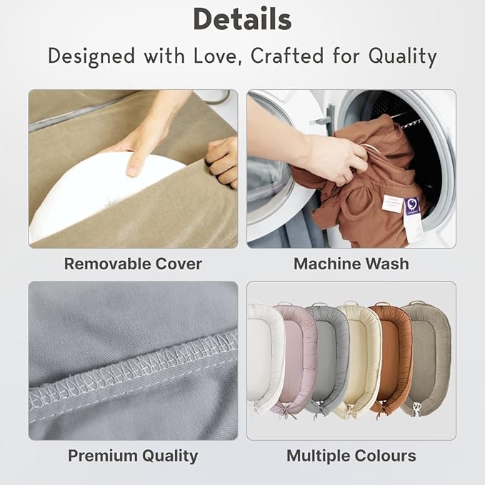 Infant Lounger, Baby Nest Cover for Baby Girls & Boys, Newborn Essentials for Baby 0-18+ Months, 100% Cotton Breathable(CreamyWhite, Corduroy)