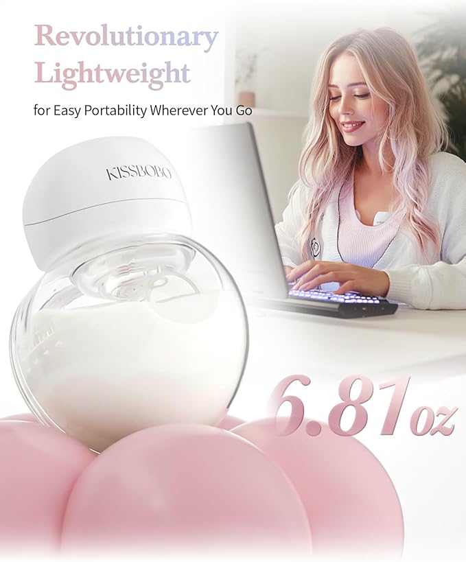 ABP-1508 Hands Free Breast Pump Wearable with Storage Bag, Wearable Breastfeeding Pump Strong Suction, Low Noise, 3 Modes 9 Levels, with 21/24mm Insert/Flange, 2 Pack (White)