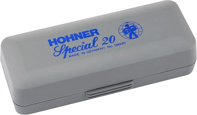 Hohner 560 Special 20 Harmonica - Key of A Bundle with Carrying Case, Key Stickers, Harmonica Beginner Manual, and Austin Bazaar Polishing Cloth
