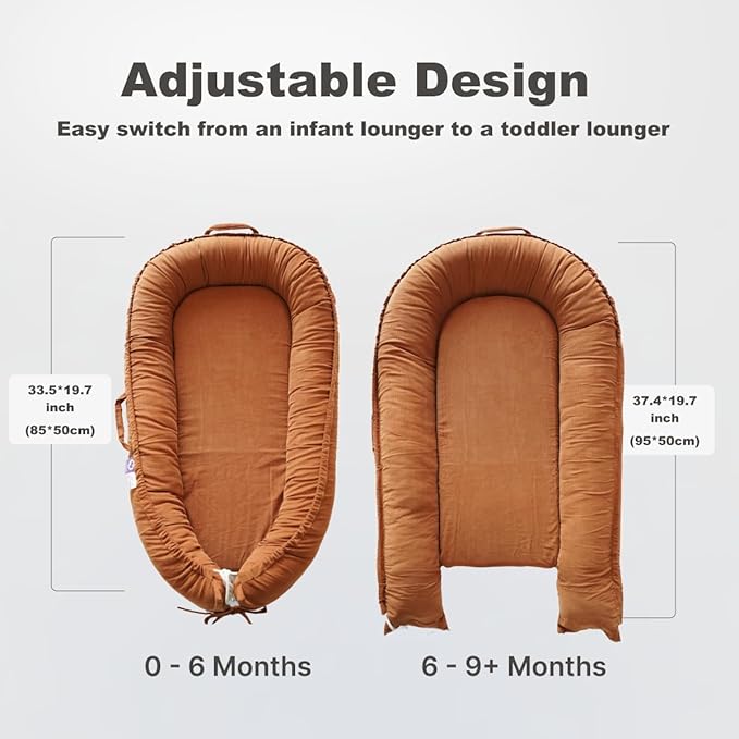 Infant Lounger, Baby Nest Cover for Baby Girls & Boys, Newborn Essentials for Baby 0-18+ Months, 100% Cotton Breathable (GoldenBrown, Corduroy)