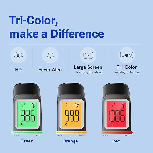 Forehead and Ear Thermometer for Adults and Kids, Fast Accurate Thermometer with Fever Alarm, 1S Reading & Silent Mode, Easy to Use for Baby, Kids & Elderly (Black)