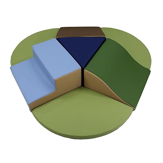 Factory Direct Partners 13800-ET SoftScape Toddler Playtime Junction 360 Climber Plus Side Pads, Indoor Active Play Structure for Toddlers and Kids; Safe Soft Foam (7-Piece) - Earthtone