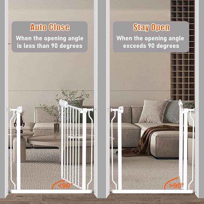 Baby Gate for Doorways Stairs Hallway 81.1-85.8 Inch Wide, Walk Through Child Gates with Pressure Mounted Extention Kit, Indoor Safety Child Gates for Kids or Pets