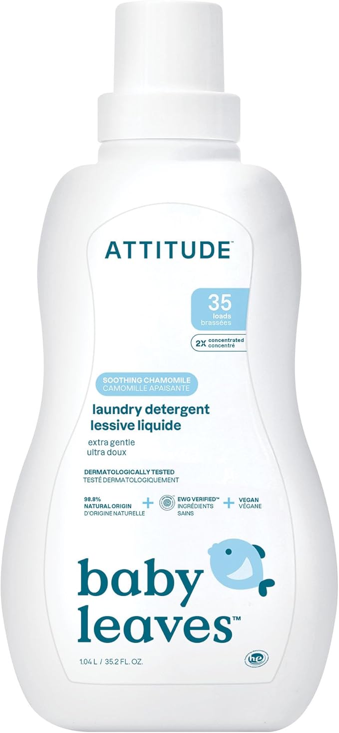 ATTITUDE Baby Laundry Detergent, EWG Verified, Plant and Mineral-Based Formula, HE Compatible, Vegan Household Products, Soothing Chamomile, 35 Loads, 35.5 Fl Oz