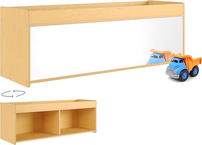 Angeles Value Line Toddler Storage with Mirror Back, Classroom Shelves and Daycare Furniture, Kids' Bookcases Cabinets & Shelves, 48" L x 15" W x 17" H