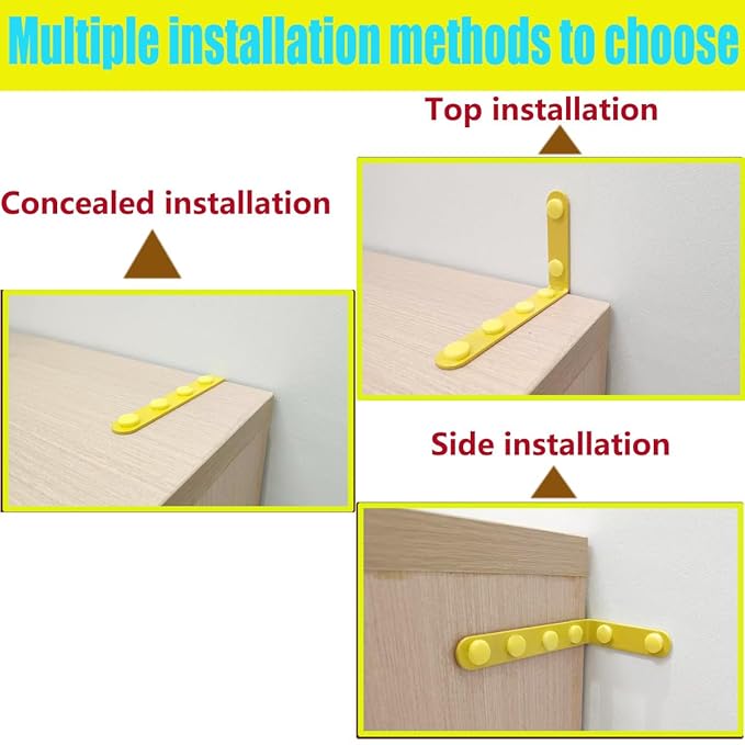 Anti Tip Furniture Anchors for Baby Pet Proofing,Furniture Wall Anchor Furniture Dresser Bookshelf Falling Prevention Device for Children (Yellow)