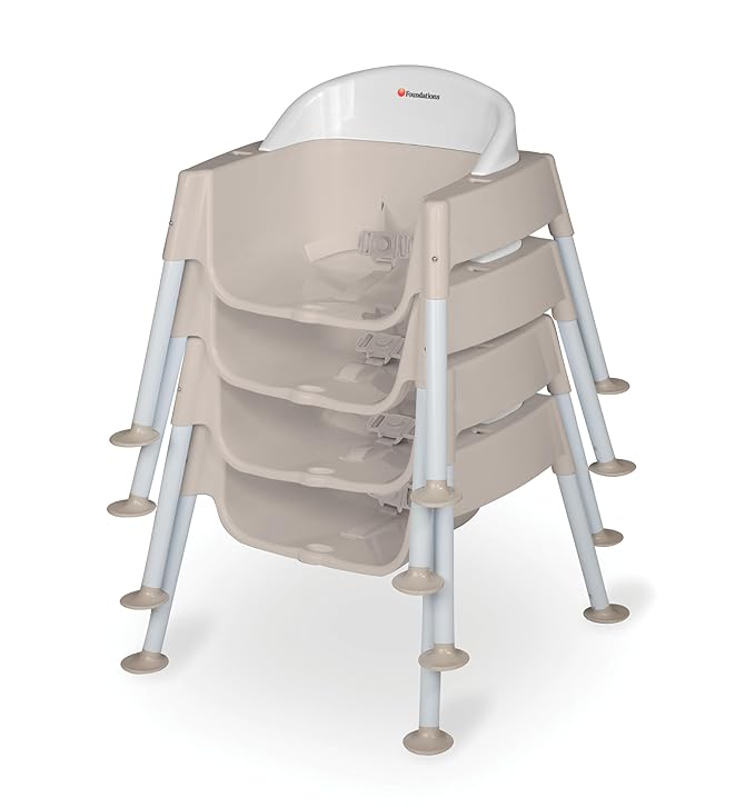 Foundations Secure Sitter Feeding Chairs 3-Pack, No-Tip Feet, 3-Point Adjustable Harness, Removable Tray, Stackable Feeding Chairs (13 inch)