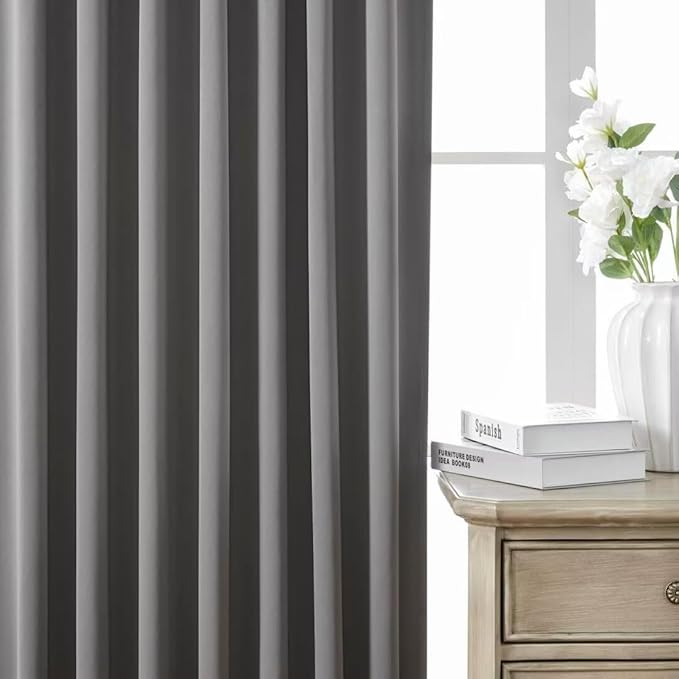 Joydeco Blackout Curtains 84 Inch Length 2 Panels Set, Thermal Insulated Black Out Curtains for Bedroom, Room Darkening Drapes for Living Room Window (W52 x L84 Inch, Light Grey)