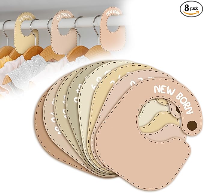 Baby Closet Dividers (Set of 8), Baby Hanger Dividers for Infant to Toddler, Nursery Organization for Clothes, Girl & Boy Closet Organizers