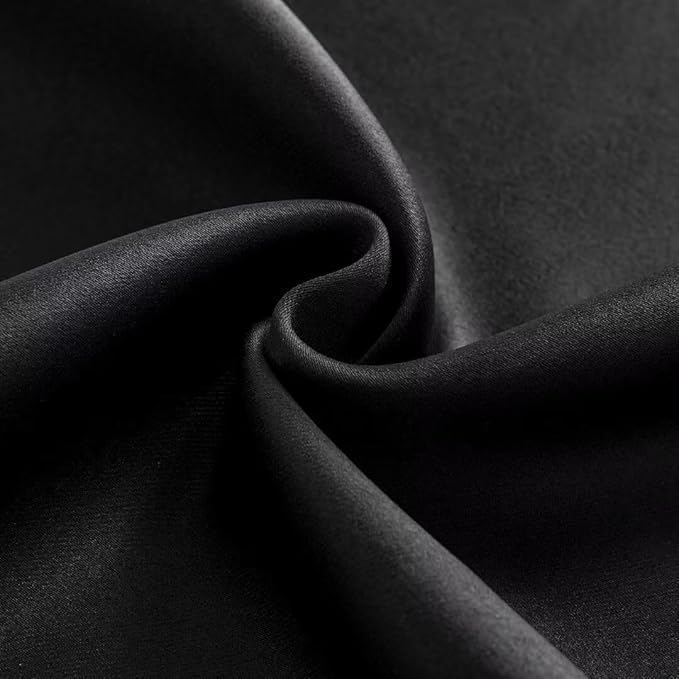 Joydeco 72 Inch Blackout Curtains for Bedroom, Black Out Curtains 72 Inch Long, Room Darkening Curtains & Drapes for Living Room Window Rod Pocket Back Tab (W52 x L72 Inch, Black)