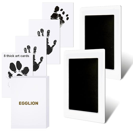 2-Pack Inkless Baby Hand and Footprint Kit with Mess-Free Ink Pad – Baby Safe Ink Pad for Hand, Foot & Paw Prints – Newborn Footprint & Paw Print Kit for Dogs and Cats – 16 Cards(Jet Black, Jumbo)