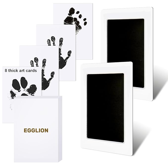 2-Pack Inkless Baby Hand and Footprint Kit with Mess-Free Ink Pad – Baby Safe Ink Pad for Hand, Foot & Paw Prints – Newborn Footprint & Paw Print Kit for Dogs and Cats – 8 Keepsake Art Cards