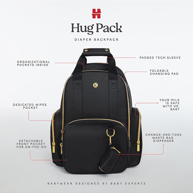 Huggies Signature Hug Pack Diaper Backpack, Cognac Leather, O/S