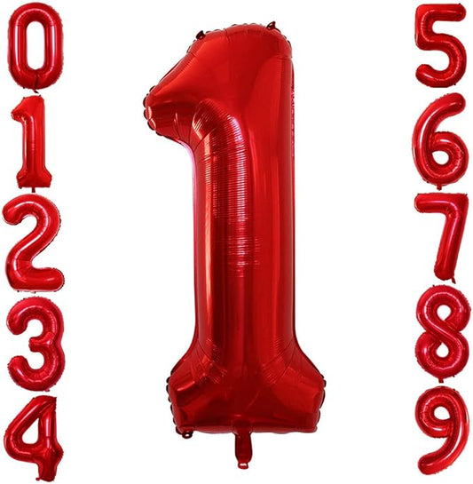 GOER Red Foil Balloons Number 1,Huge Number Balloons for 1st Birthday Party Supplies Anniversary Decorations (3 pcs,42 inch,32 inch,16inch)