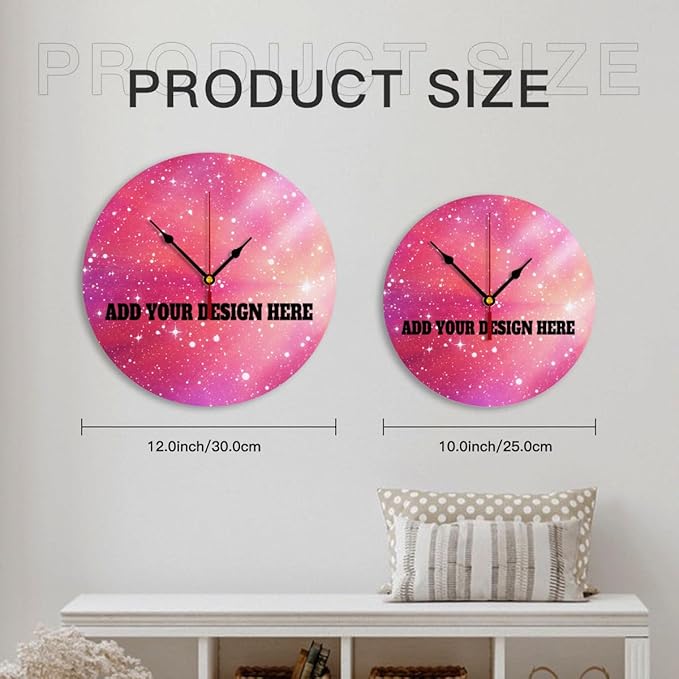 Generic Custom Wall Clock Personalized Clocks with Photo Text Logo That PVC Customized Round Silent Clock for Living Room Wedding Friend Family Lover, 10inch-25cm