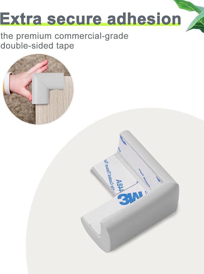 Foam Corner Protector Edge and Corner Guard, with 19 feet Length Foam Safety Bumpers, Baby Proofing Safety Table Corner Protectors (White)