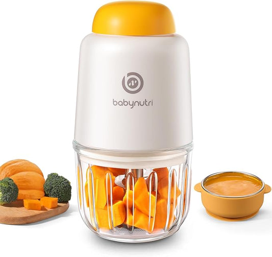 Baby Food Processor – Puree Blender with Glass Bowl, Stainless Steel Blades, BPA-Free, One-Touch Control, Easy to Clean, Quiet Operation, Ideal for New Parents, 10oz