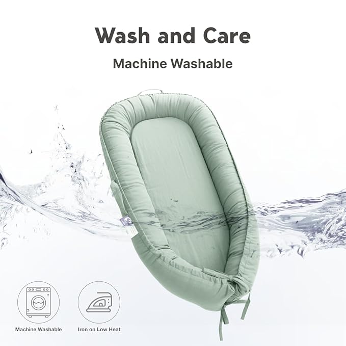 Infant Lounger, Baby Nest Cover for Baby Girls & Boys, Newborn Essentials for Baby 0-18 Months, 100% Cotton Breathable (Spring Green)