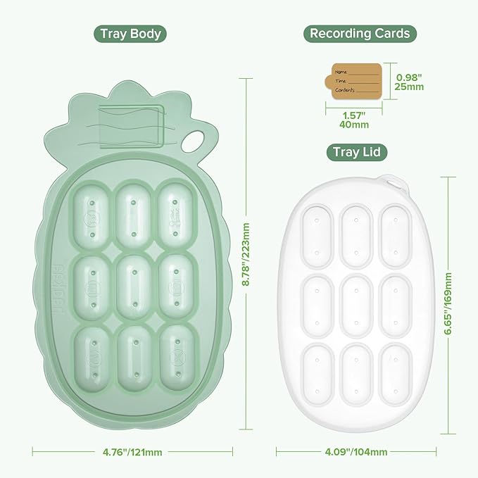 Haakaa Silicone Nibble Freezer Tray -Breastmilk Teething Popsicle Mold - Baby Fruit Food Feeder Teether Tray - Baby Food Maker - Ice Cube Tray - 4 Months+ Babies - BPA Free Silicone -Green