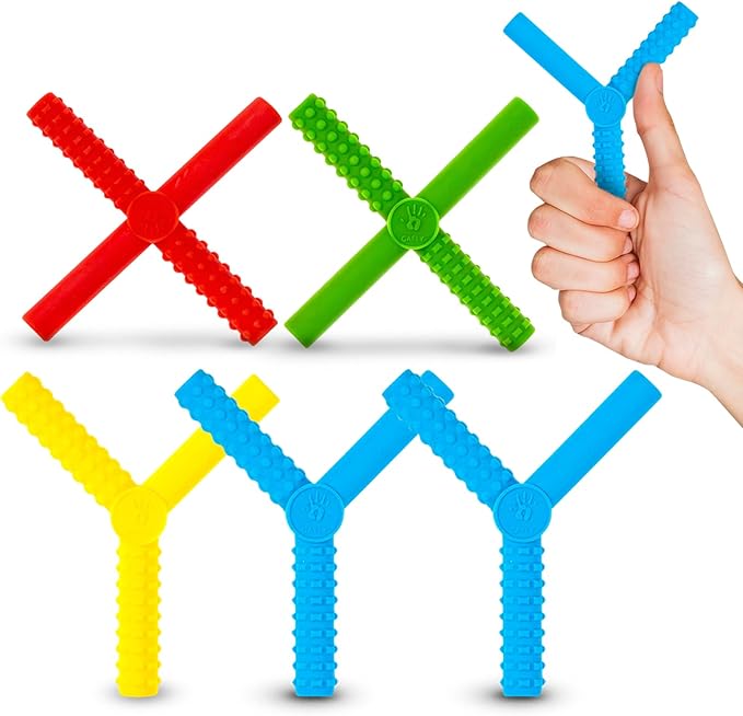 Gafly X’s and Y’s - 5 Pack Sensory Chew Toys for Autistic Children - Chewy Sticks for Sensory Kids - Autism Chew Toys for Toddlers & Kids - BPA-Free Silicone Chew Tubes for Sensory Needs