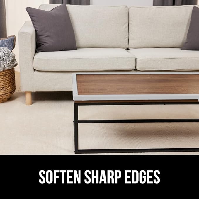 GORILLA GRIP Baby Proof Corners and Edges for Furniture, Kid Proofing Adhesive Table Corner Protectors, Heavy Duty Soft Rubber Foam Protection, Includes 8 Protective Safety Guards, 10 Feet, Off White