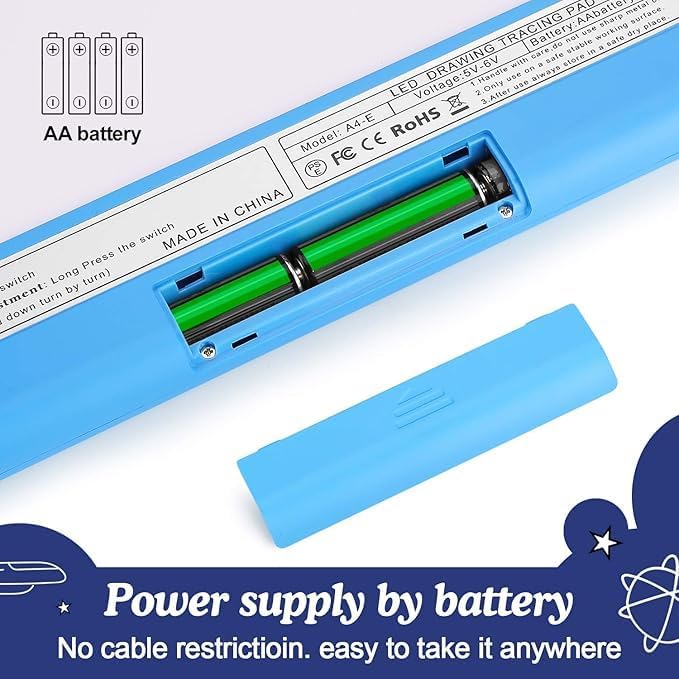 IMAGE Light Up Tracing Pad Blue Drawing Tablet Coloring Board for Kids Children Gift for Boys Girls (Includes 10 Traceable Sheets and Two Clips)