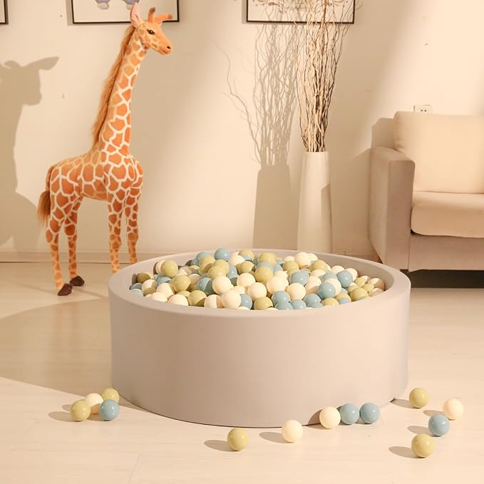 GOGOSO Ball Pit Balls - 2.15inch Plasticsball for Kids Toddlers Birthday Gifts, Summer Vibrant Colors Visual Stimulation Xmas Decor, Creamy Green+Creamy Blue+ Soft White