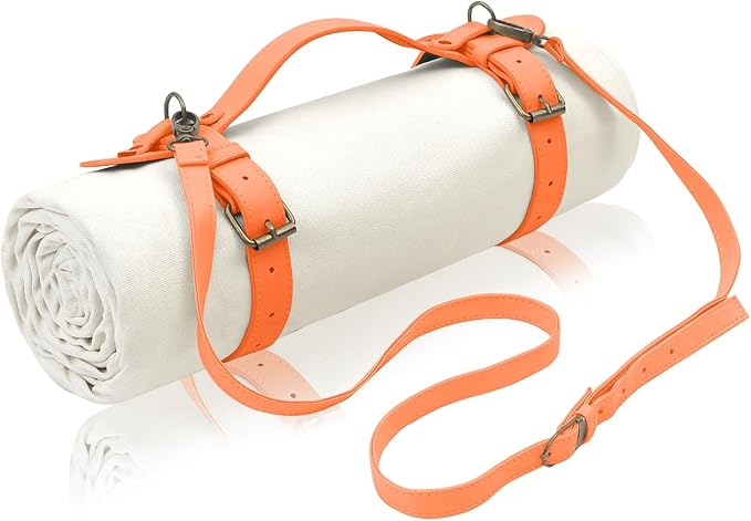 4’9” x 6’3” White Lightweight Water-Resistant Canvas Mat – Picnic, Outdoor, Beach, Park, Camping, Toy Mat